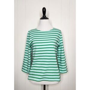 Saint James Green & Blue Striped 3/4 Sleeve Cotton Shirt Women's Size 6